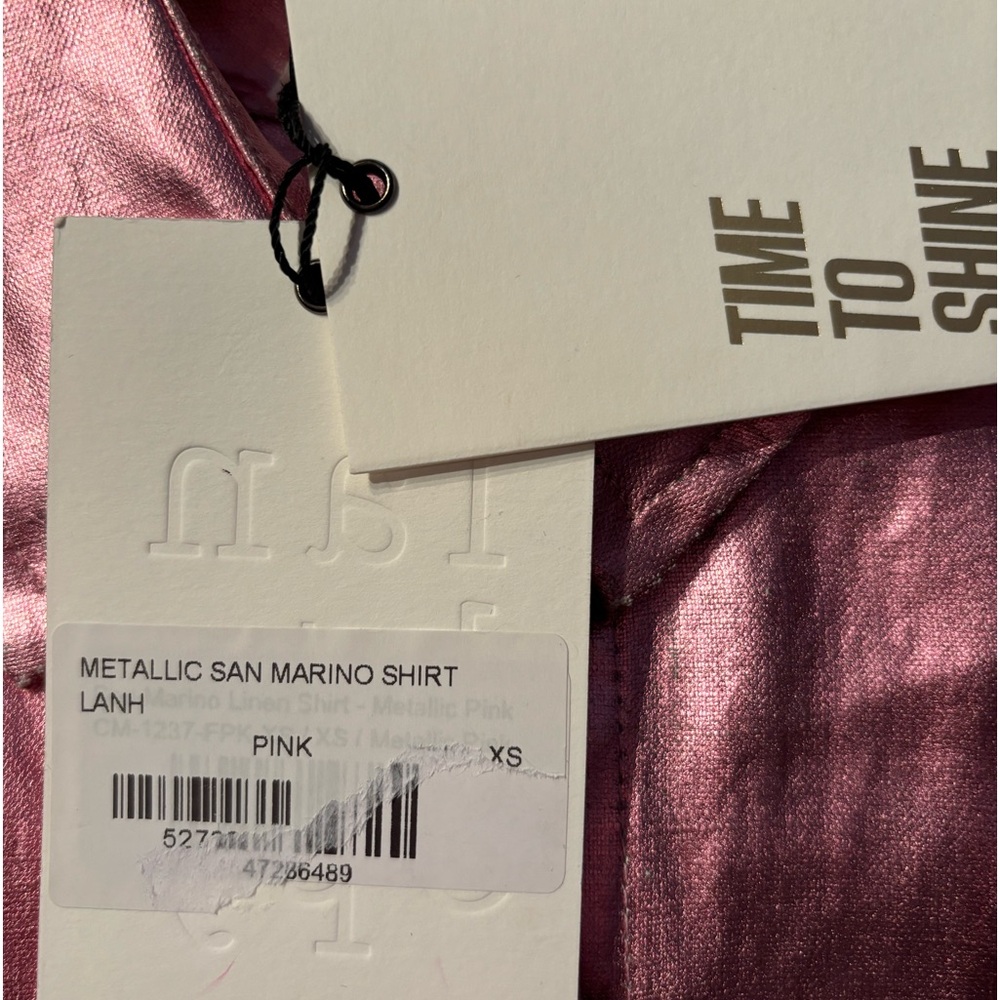 NWT Lanhtropy pink metallic linen blouse XS - Picture 12 of 16